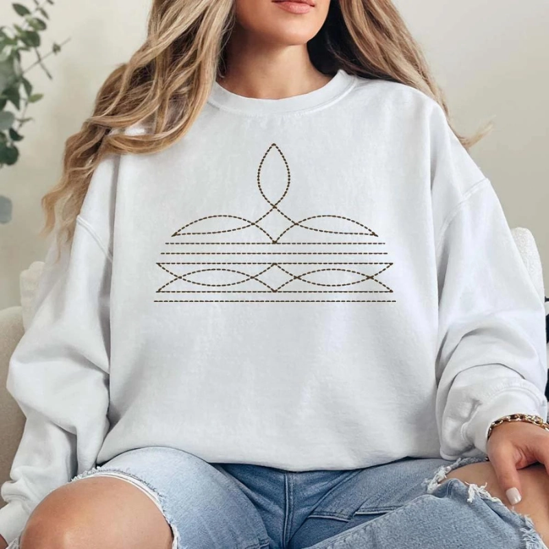 Fashionable Piece Chill Wear Online Exclusive | Boot Stitch Printed Long Sleeve Graphic Sweatshirt in White