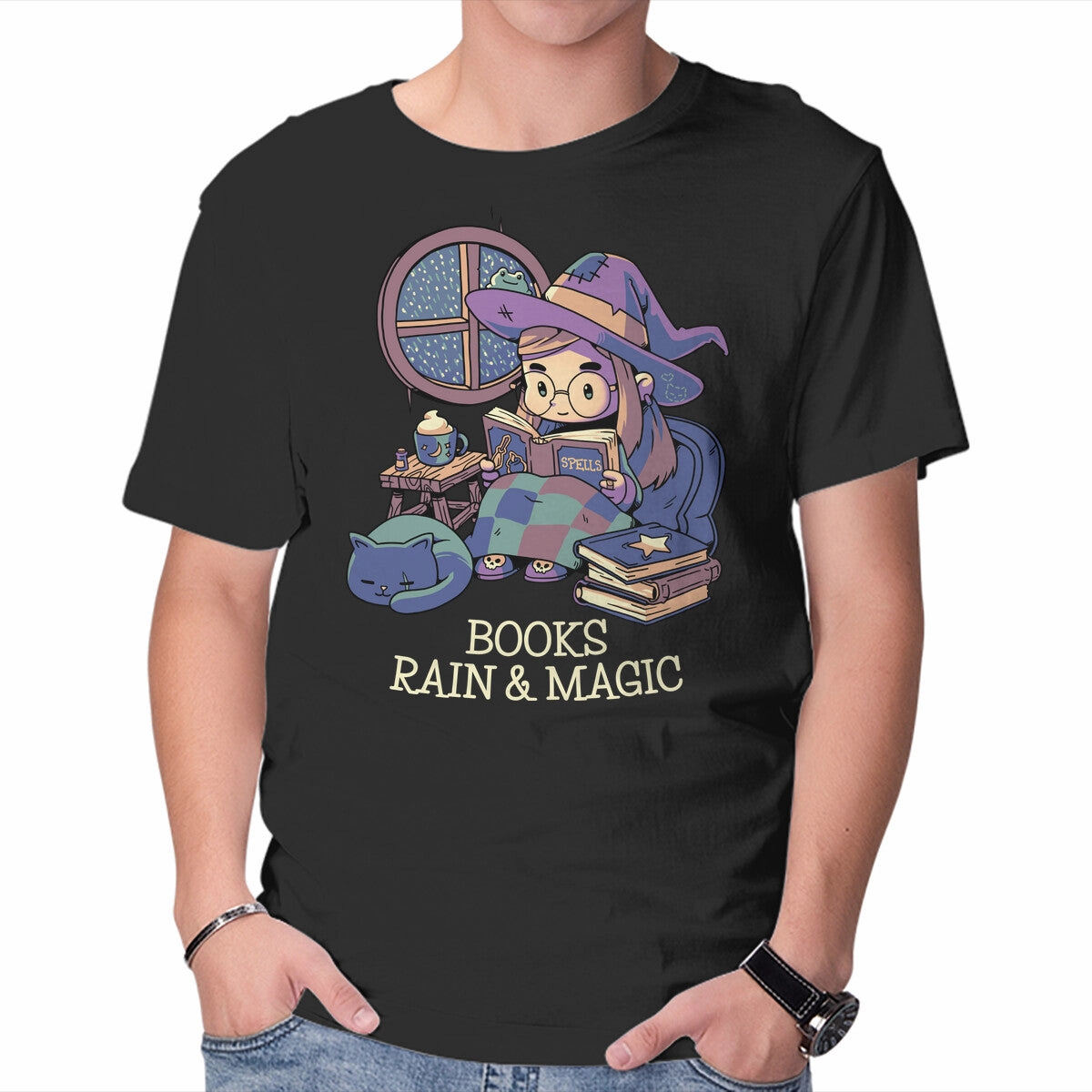 Books Rain And Magic V neck elegance