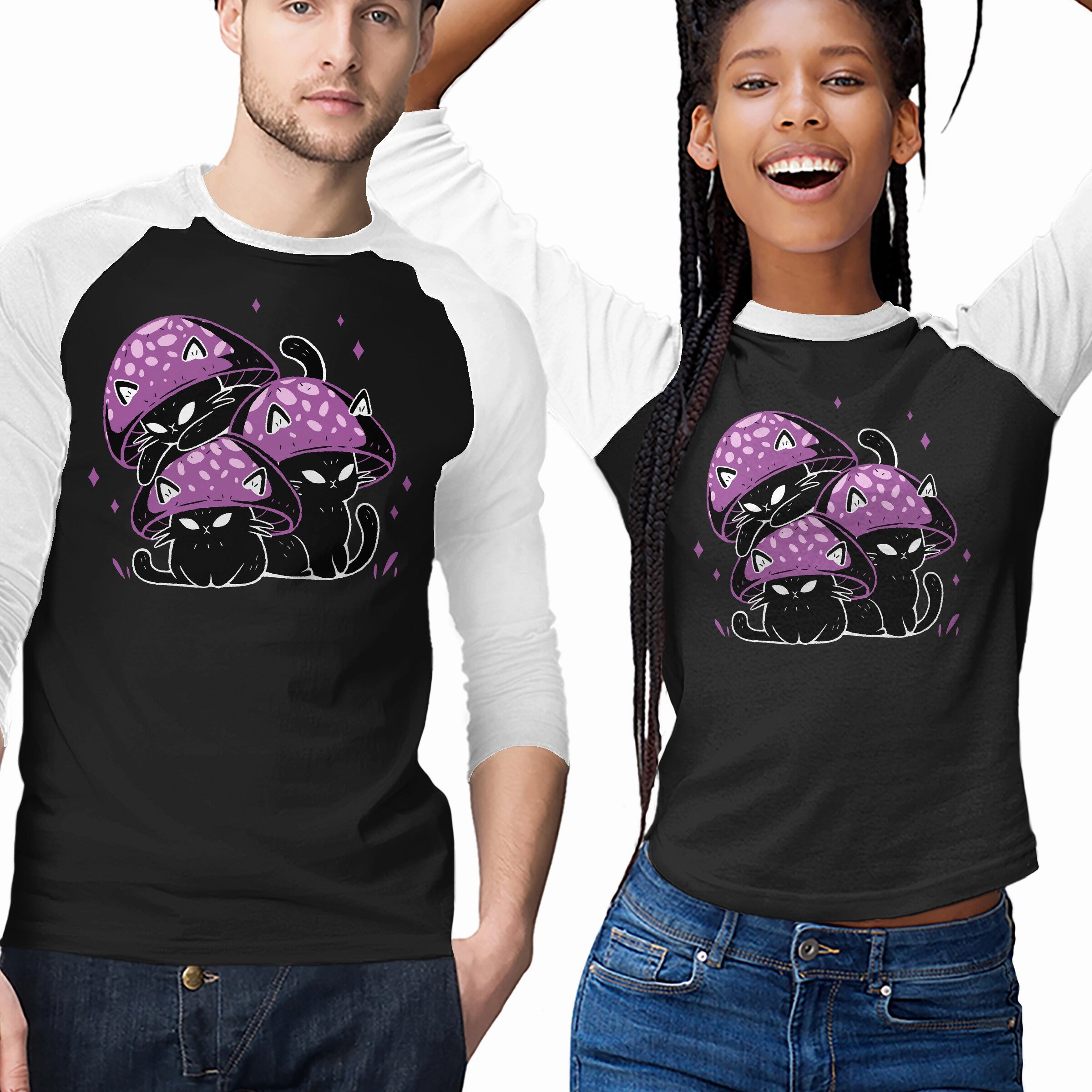 Ribbed collar Long Sleeve Mushroom Cats