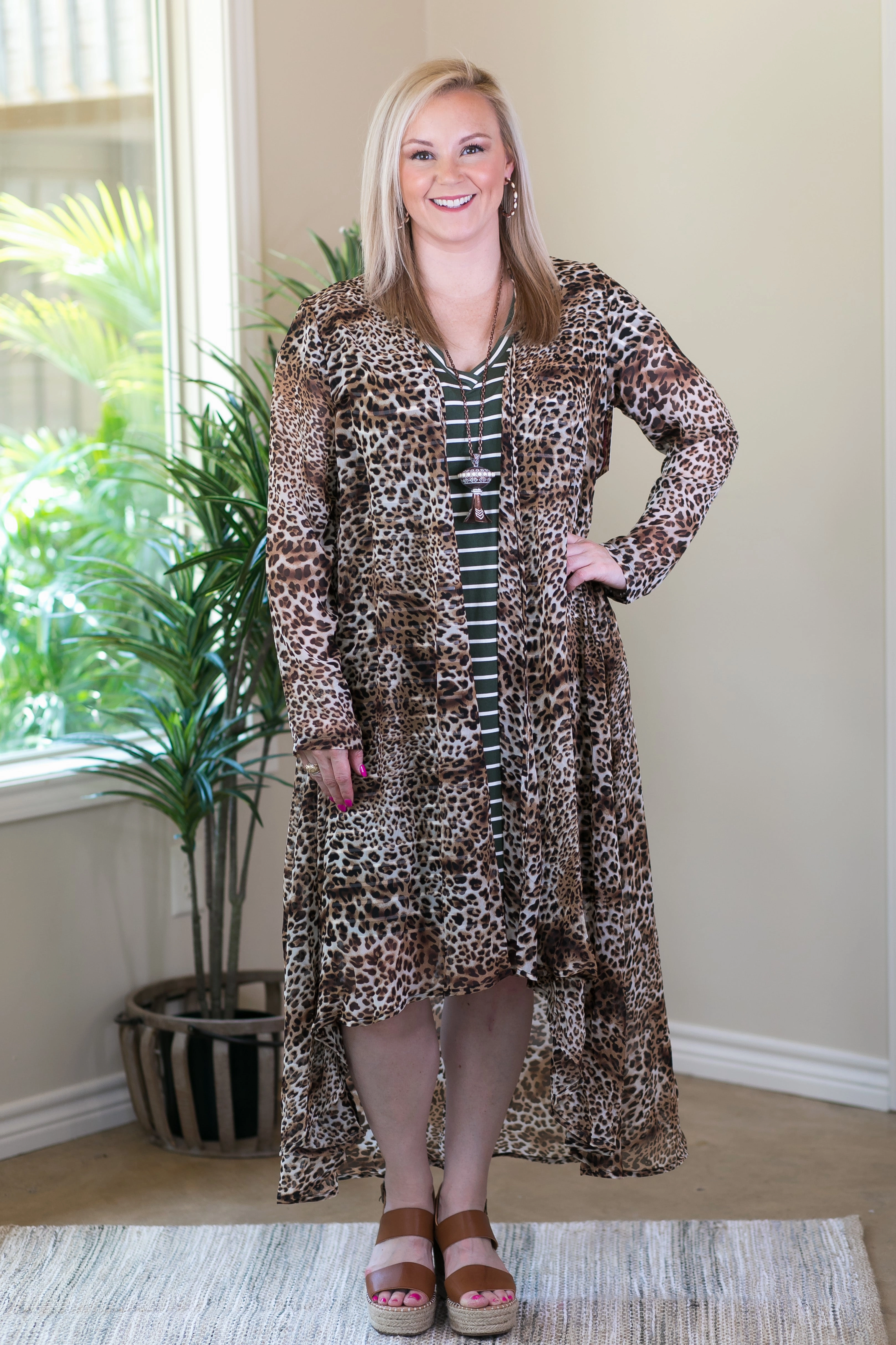 Last Chance Size S/M | Highs and Lows Sheer Cheetah Print Duster Kimono Happy Core Summer Outfit
