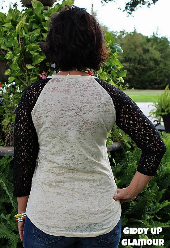 MoistureWickingMaterial Ain't Nothing Sweeter Than Us Georgia Peaches Baseball Burnout Tee with Black Crochet Lace Sleeves