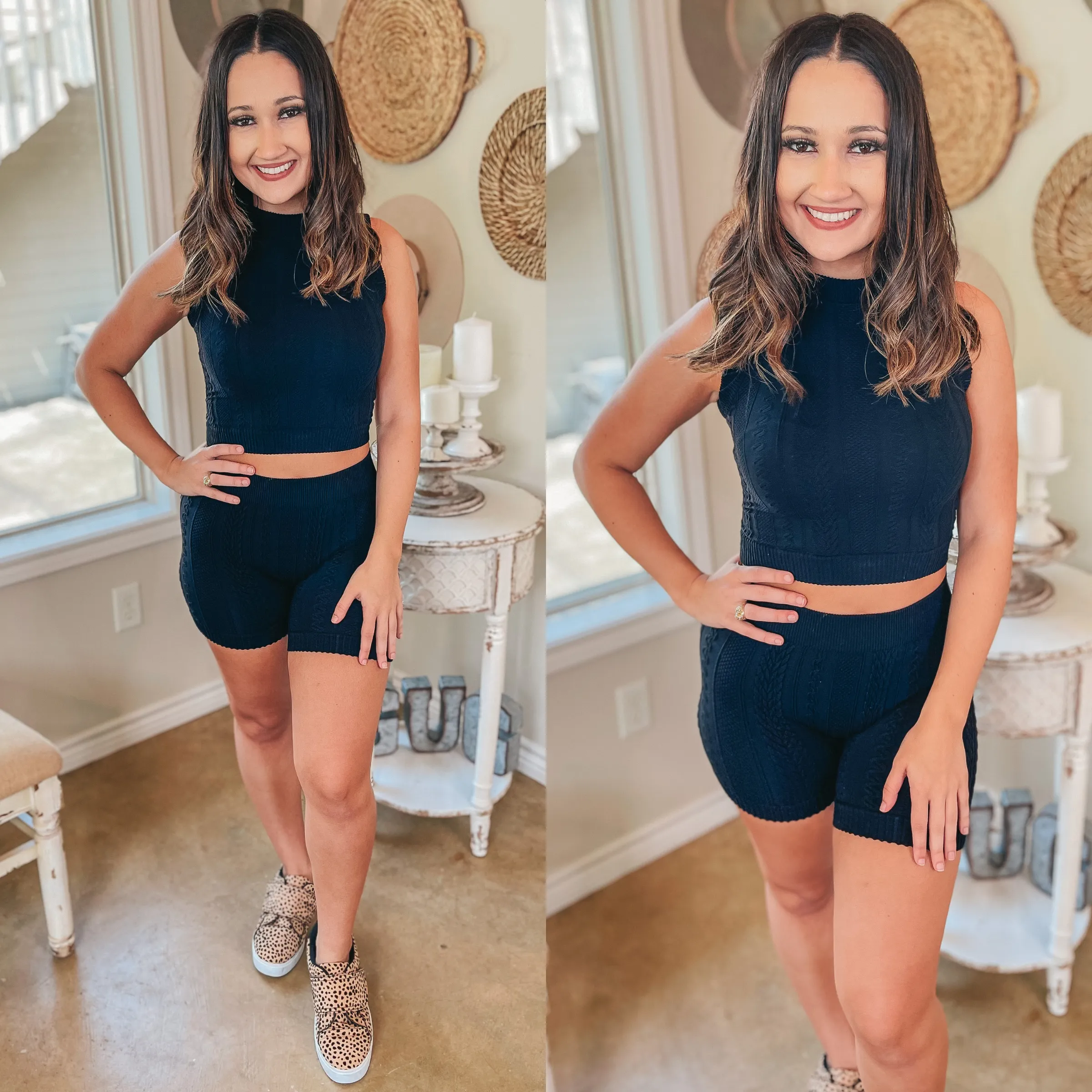 TumbleDry Safe Making the Rules Jacquard Print Tank Crop Top in Black