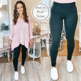 Opaque Tone Silent Mood Running Through My Head Yoga Waist Band Leggings in Black