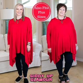 Last Chance Size Small (Oversized) | Perfect Getaway Handkerchief Top in Red Pure Linen Blend Desk Style