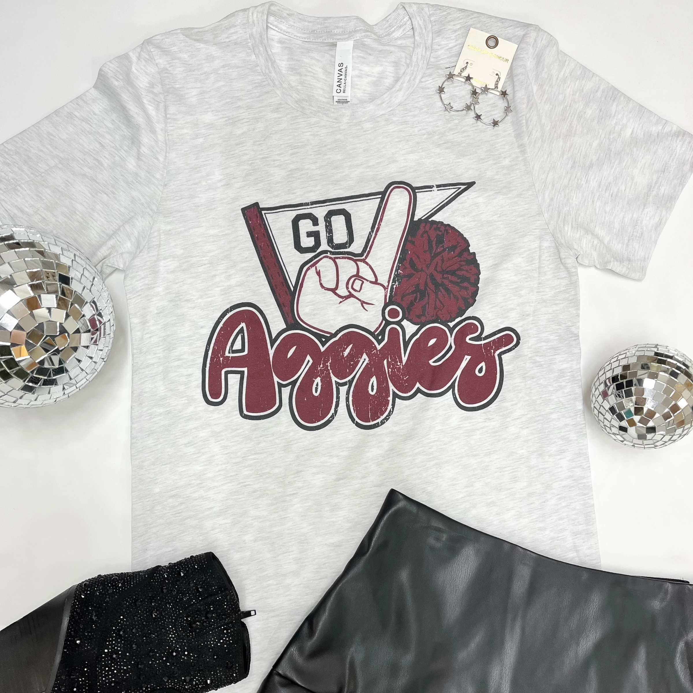 Aggie Game Day | Go Aggies Short Sleeve Tee Shirt in Heather Grey Comfortable Fashion Practical Boots