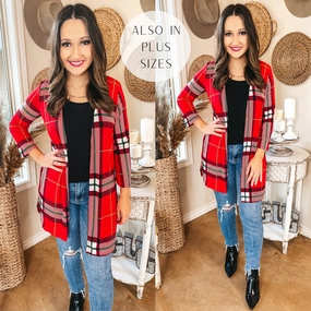Speed Soul All Eyes On You Plaid Cardigan in Red and Green