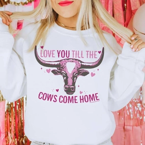 Sporty Fit Timeless Must-Have Online Exclusive | Love You Till The Crows Come Home Long Sleeve Graphic Sweatshirt in White