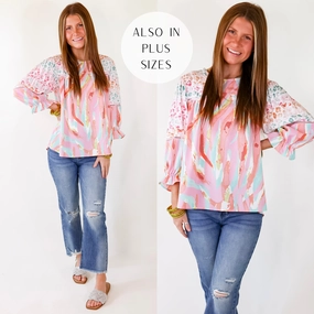 Unapologetically Unique Cheetah and Paintbrush Pattern Top In Pink Day Glow