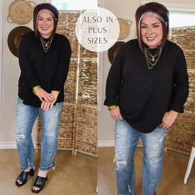 Pure Fit Basic Wardrobe Last Chance Size Large | Making It Work Mock Neck Long Sleeve Top in Black