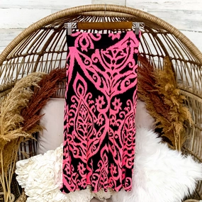 Conscious Fashion WaterRepellentFinish Kids Skirt with Black Damask Print in Pink