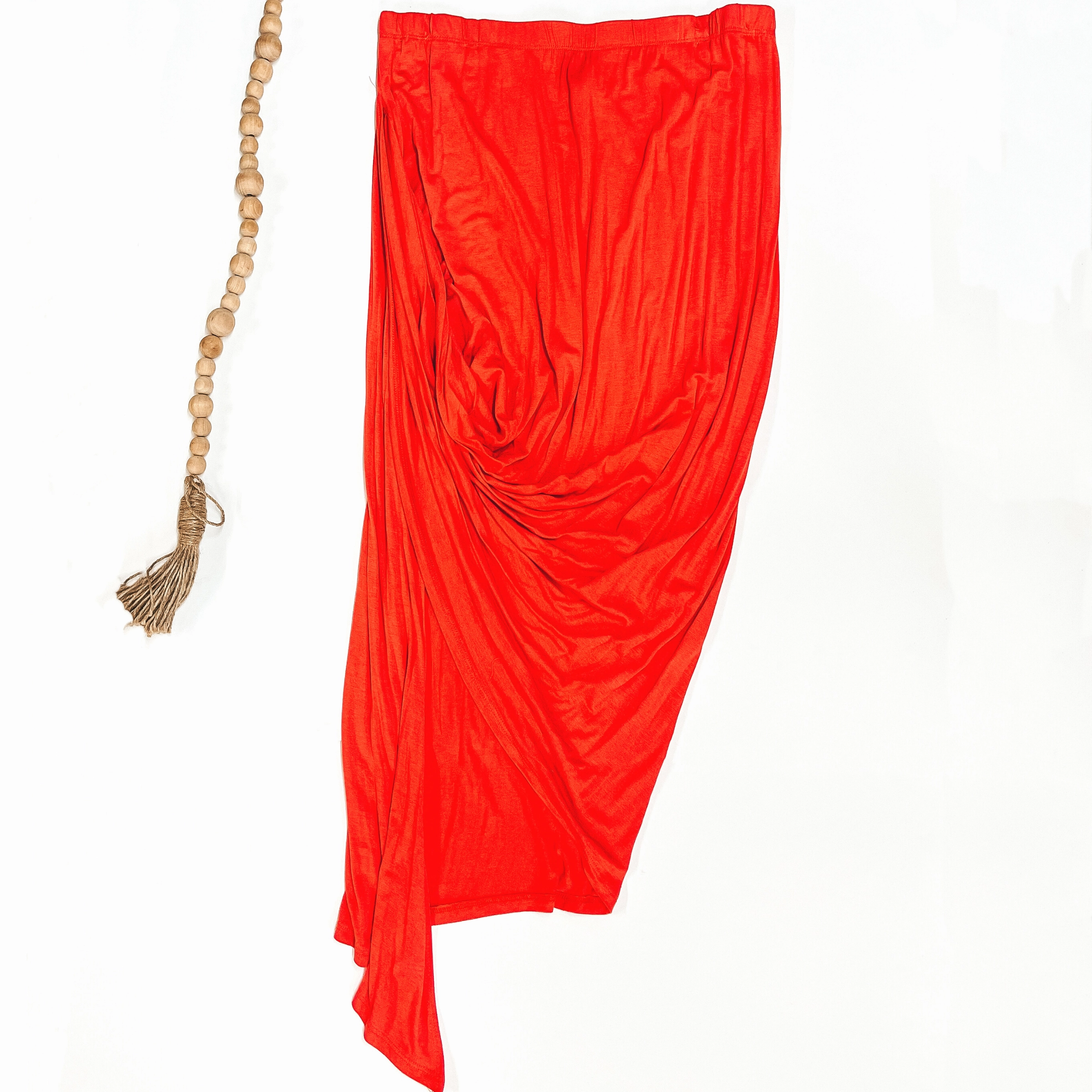 Star Soul VentilatedKnit Orange Draped Asymmetrical Skirt