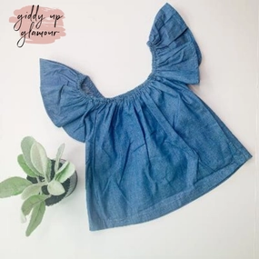 Desk Style Children's | Chime In Light Chambray Denim Off The Shoulder Top