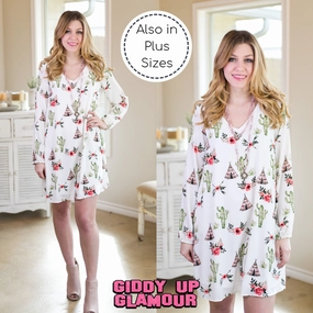 Last Chance Size Small | Wild Theory Tee Pee and Cactus Shift Dress in Ivory Tech Mood