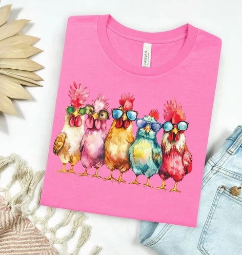 AntiPillingTreatment Online Exclusive | Crazy Chicken Short Sleeve Graphic Tee in Charity Pink