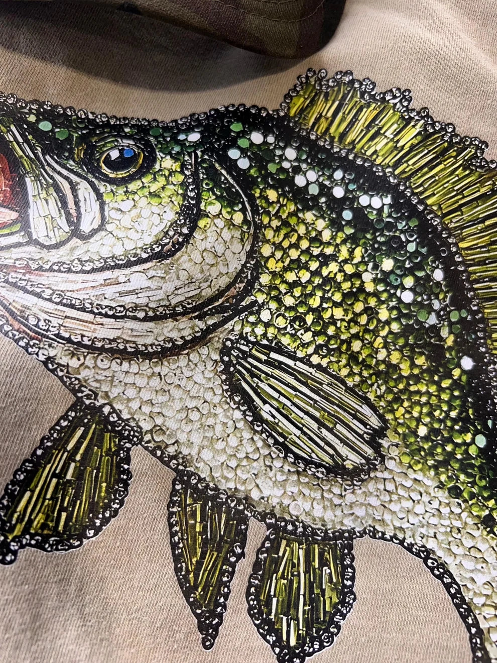 Cozy Wearable Online Exclusive | Faux Rhinestone Bass Fishing Graphic Sweatshirt in Cream