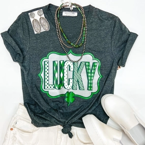 Easy Cool Lucky Short Sleeve Tee Shirt in Charcoal Grey