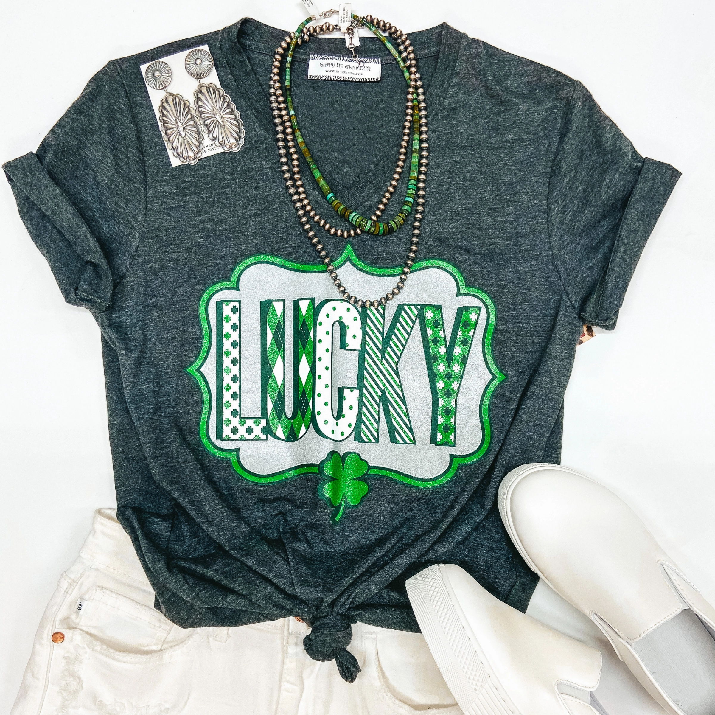 Easy Cool Lucky Short Sleeve Tee Shirt in Charcoal Grey