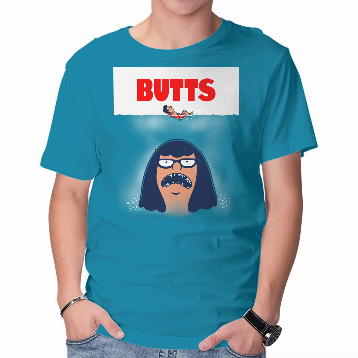 Slim Fit Cut Tagless Neckline Butt Shark