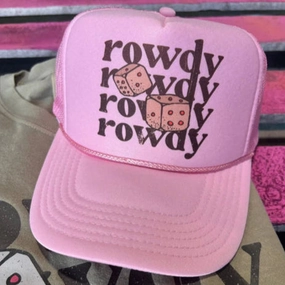 Online Exclusive | Rowdy with Dice Trucker Cap in Pink Easy Fit Wear All-Day Stretch