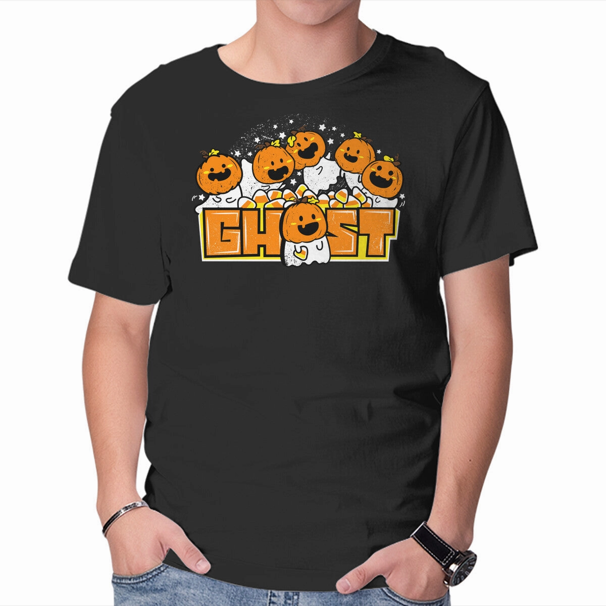 Lightweight Look Printed design Chibi Pumpkin Ghost