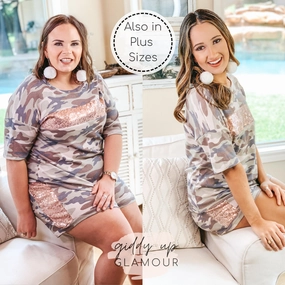 Chill Moves Waffle Knit Lounge Shorts with Rose Gold Sequin Accents in Camouflage Daily Use Cold Weather Outfit