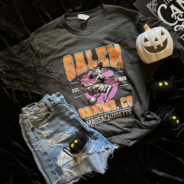 Cozy Design Fit TaglessCollar Online Exclusive | Salem Brooms Short Sleeve Graphic Tee in Charcoal Black