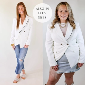 Hope Fit Classic Reimagined Blazer with Silver Fringe in White