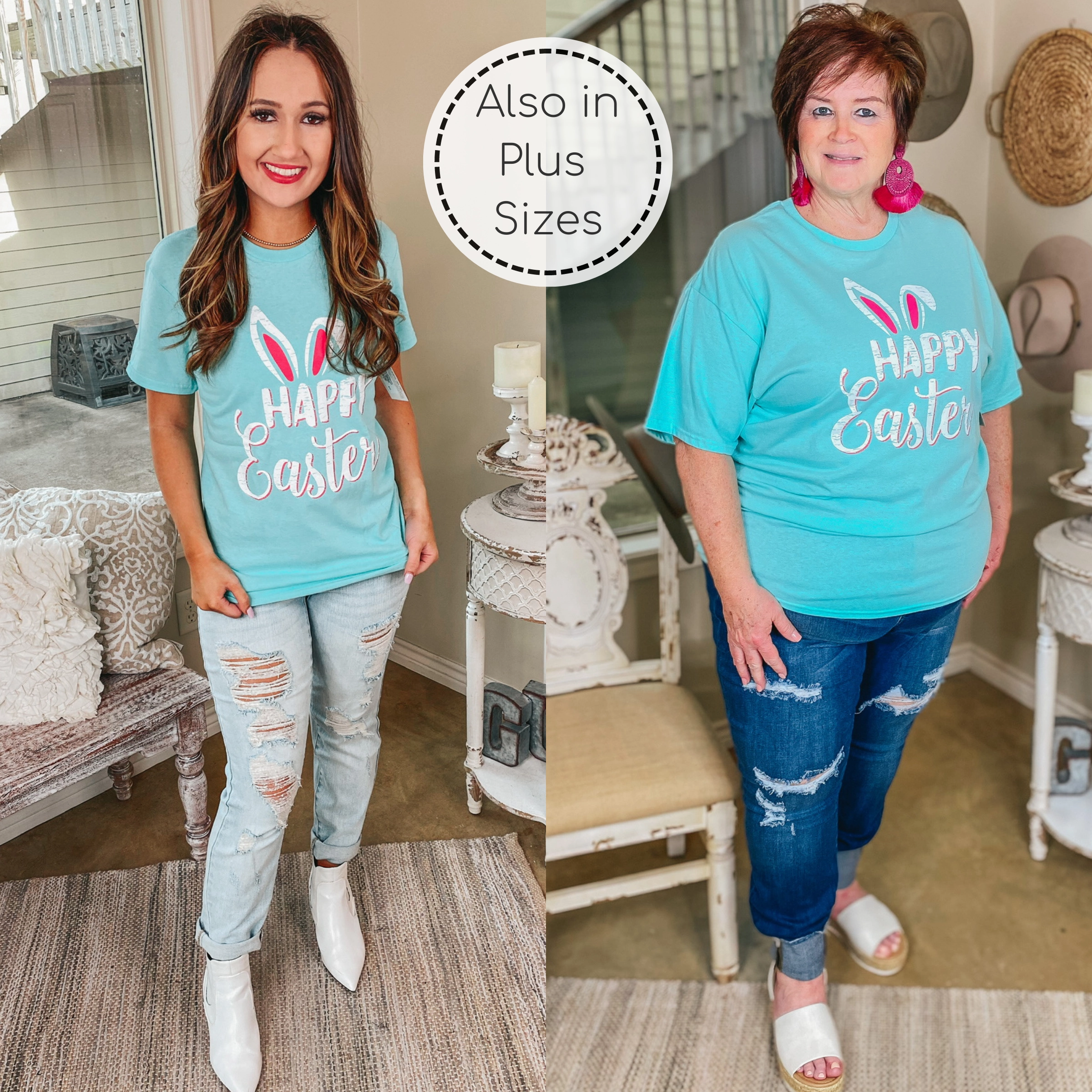 VentilatedMesh Cyber Glow Last Chance Size Small & 3XL | Happy Easter Bunny Ears Graphic Tee in Neon Mint