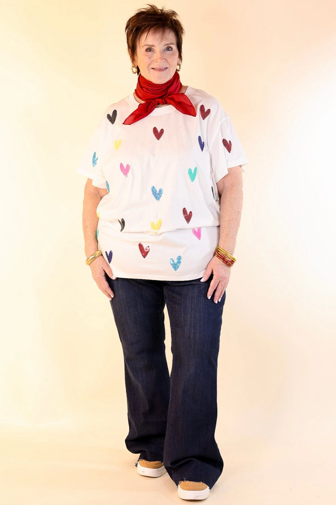 Cozy Wear Queen Of Sparkles | Charm Me Multi-Colored Sequin Top in White