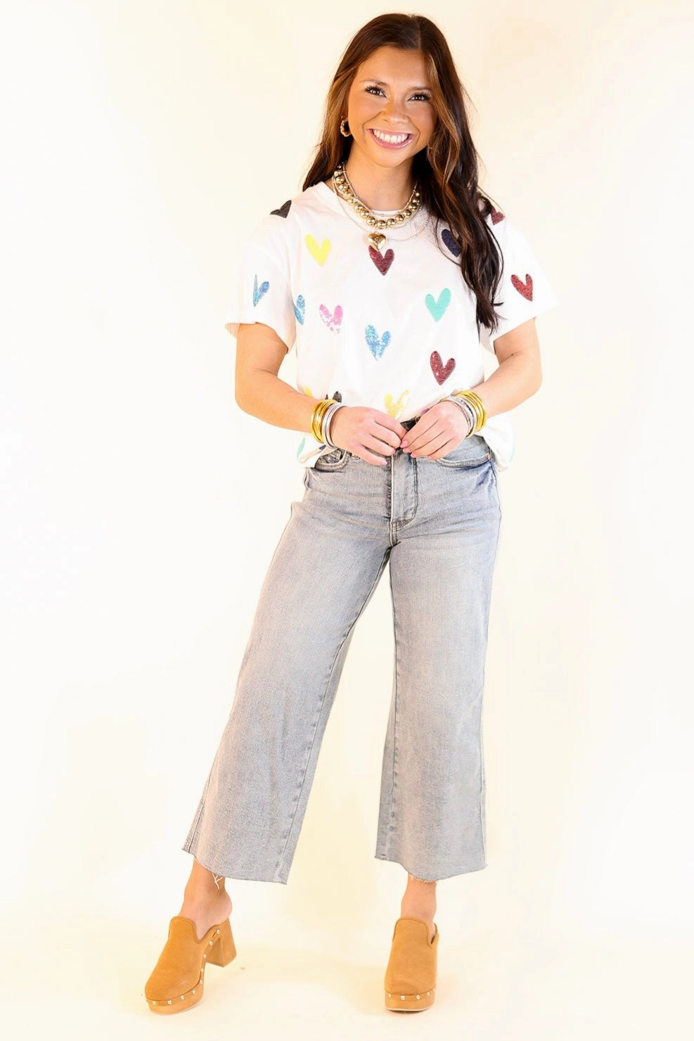 Queen Of Sparkles | Charm Me Multi-Colored Sequin Top in White Athletic Fit