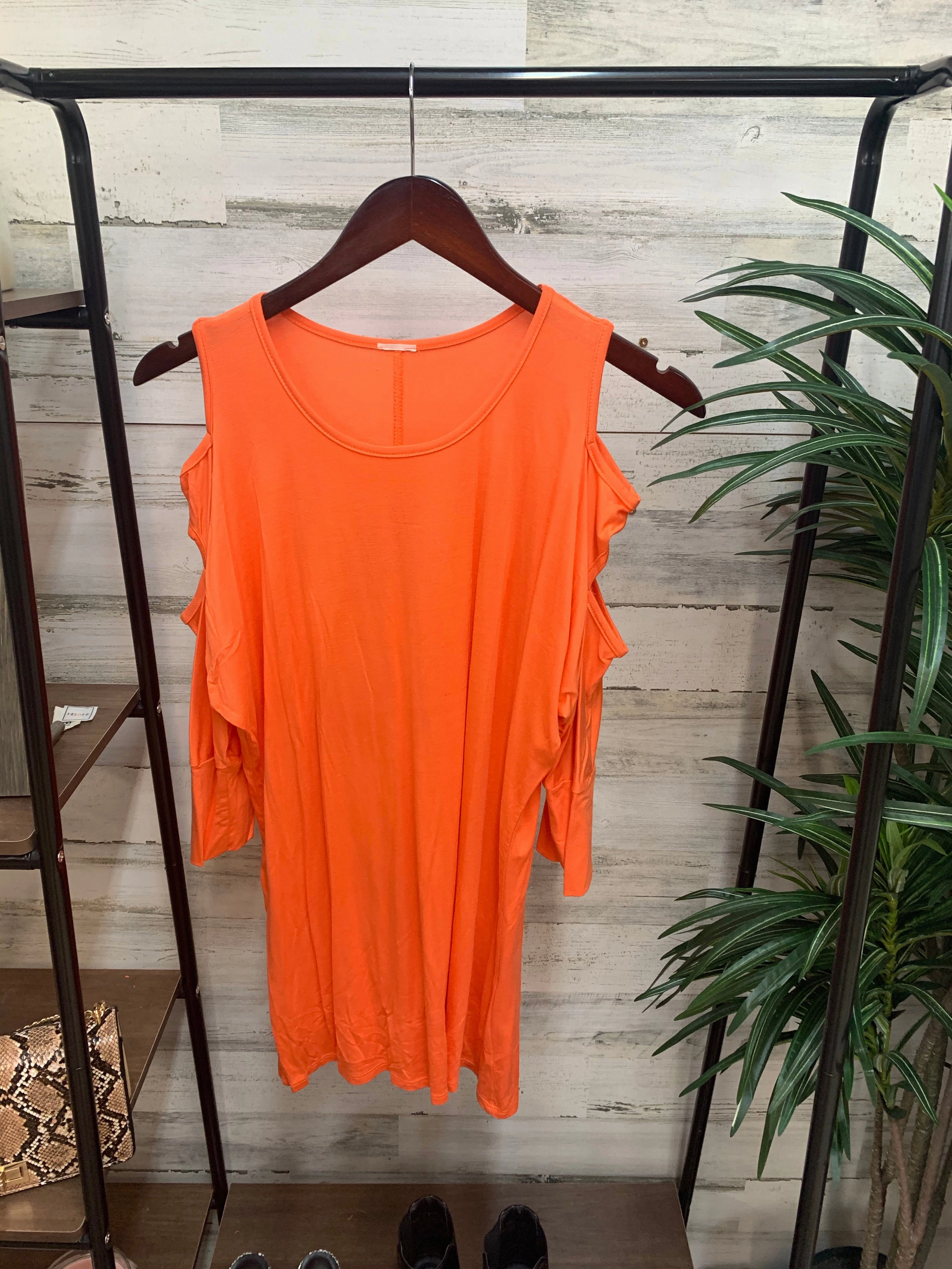 Sun shield Cold Shoulder 3/4 Sleeve Top in Orange
