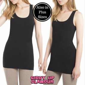 Last Chance Size Medium & 2XL | Lysse Premium Cotton Camisole Tank in Black Reversible design StretchComfortDesign