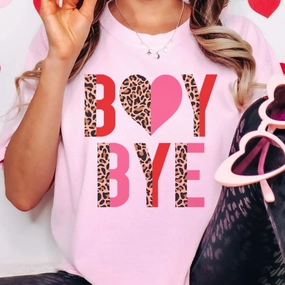 Online Exclusive | Boy Bye Cheetah and Color Block Graphic Tee in Pink Chilly Day Comfort Eco Friendly Dye
