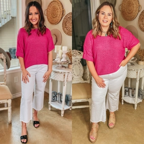 Fairy Mood Last Chance Size Medium | Together Again Short Drop Sleeve Cropped Sweater in Fuchsia