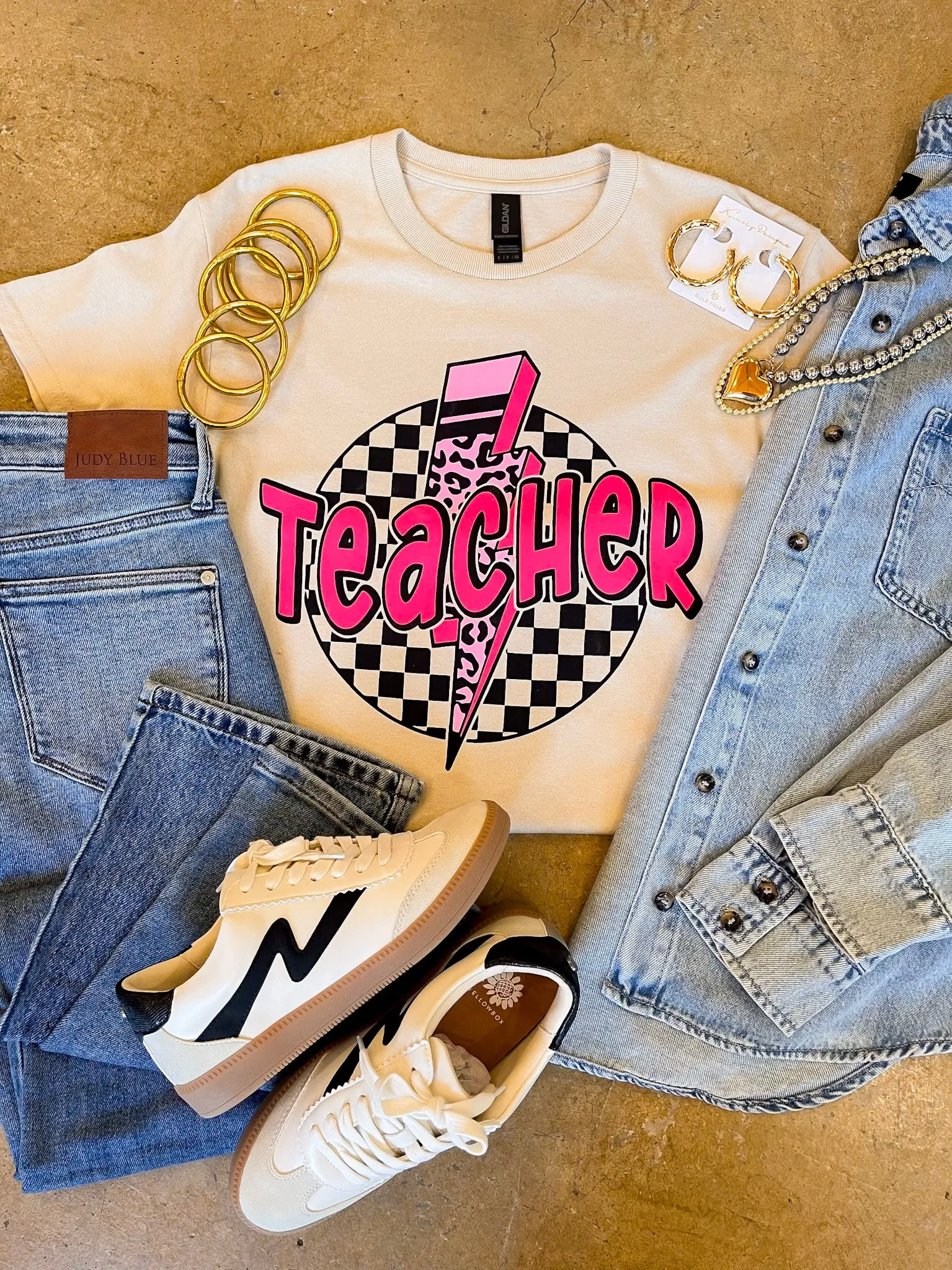 Grade with Style Teacher Short Sleeve Graphic Tee in Beige EcoFriendly Dye Process WindproofBarrierTechnology