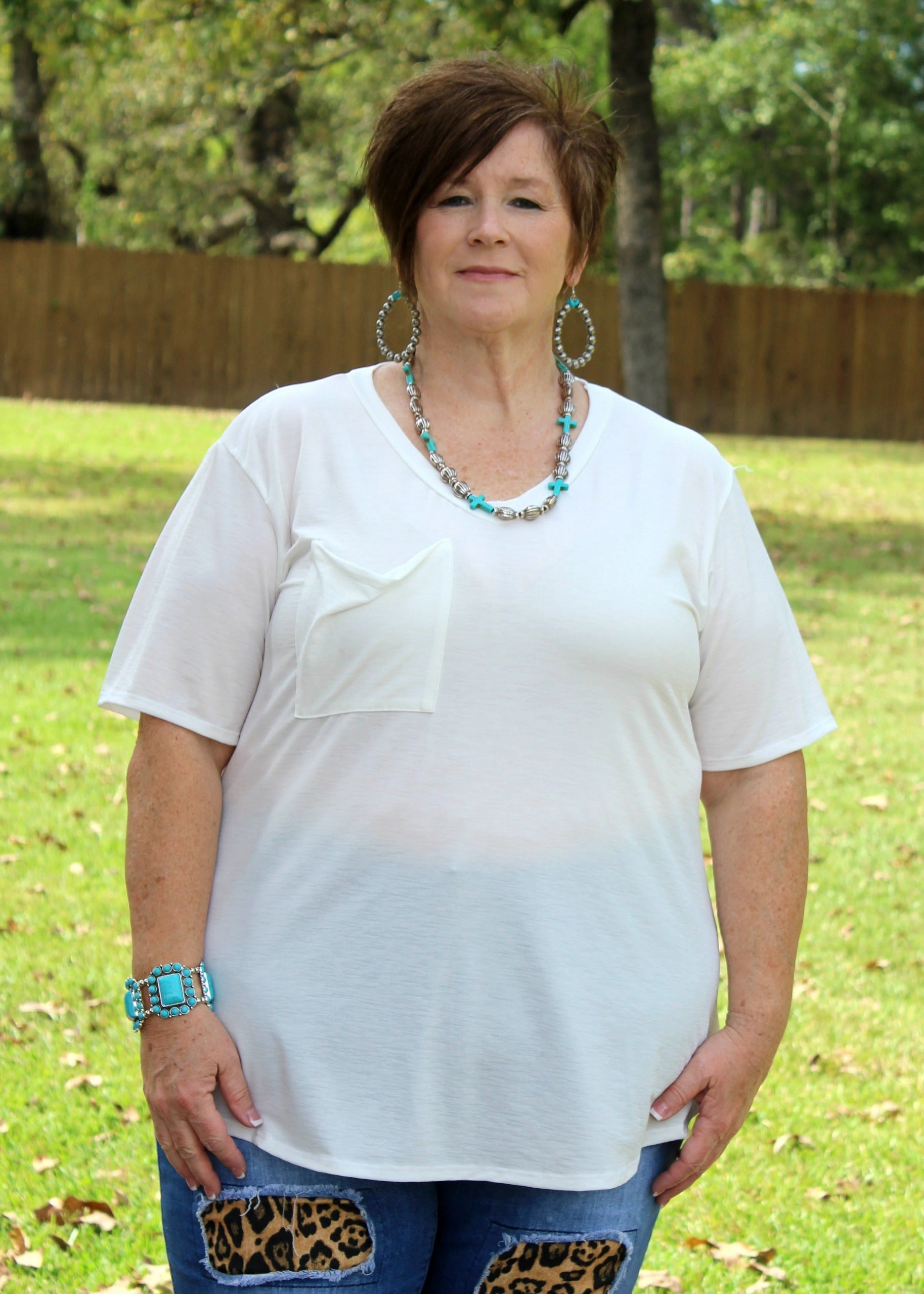 Last Chance Size 3XL | Just Right Short Sleeve Pocket Tee in Off White MoistureWicking Technology