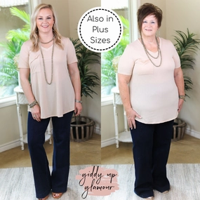 WeightlessLayeringPiece Stretchable Material Last Chance Size Small, 2XL & 3XL | Just Right Solid Short Sleeve Pocket Tee in Khaki Tan