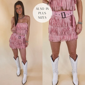 Cowboy Killer Crystal Fringe Mini Skirt in Light Pink Star Soul