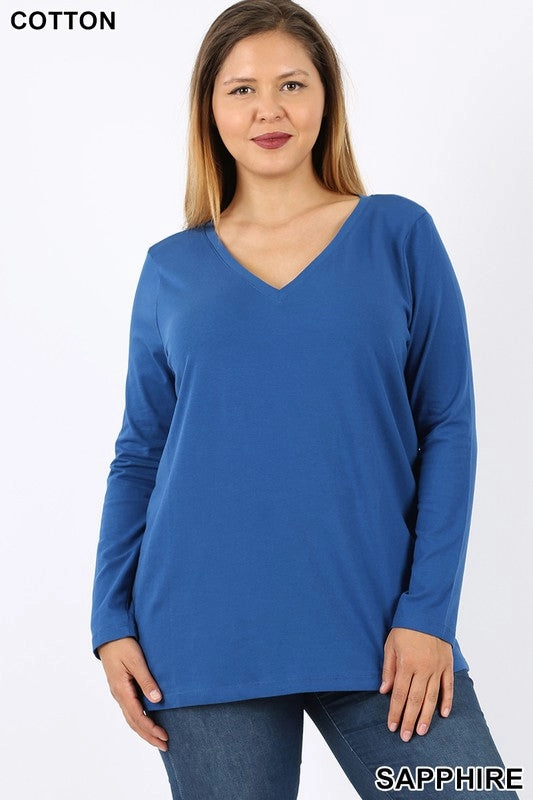 HygroscopicFiber Last Chance Size 3XL | Tri-blend V Neck Solid Longsleeve Tee in ROYAL