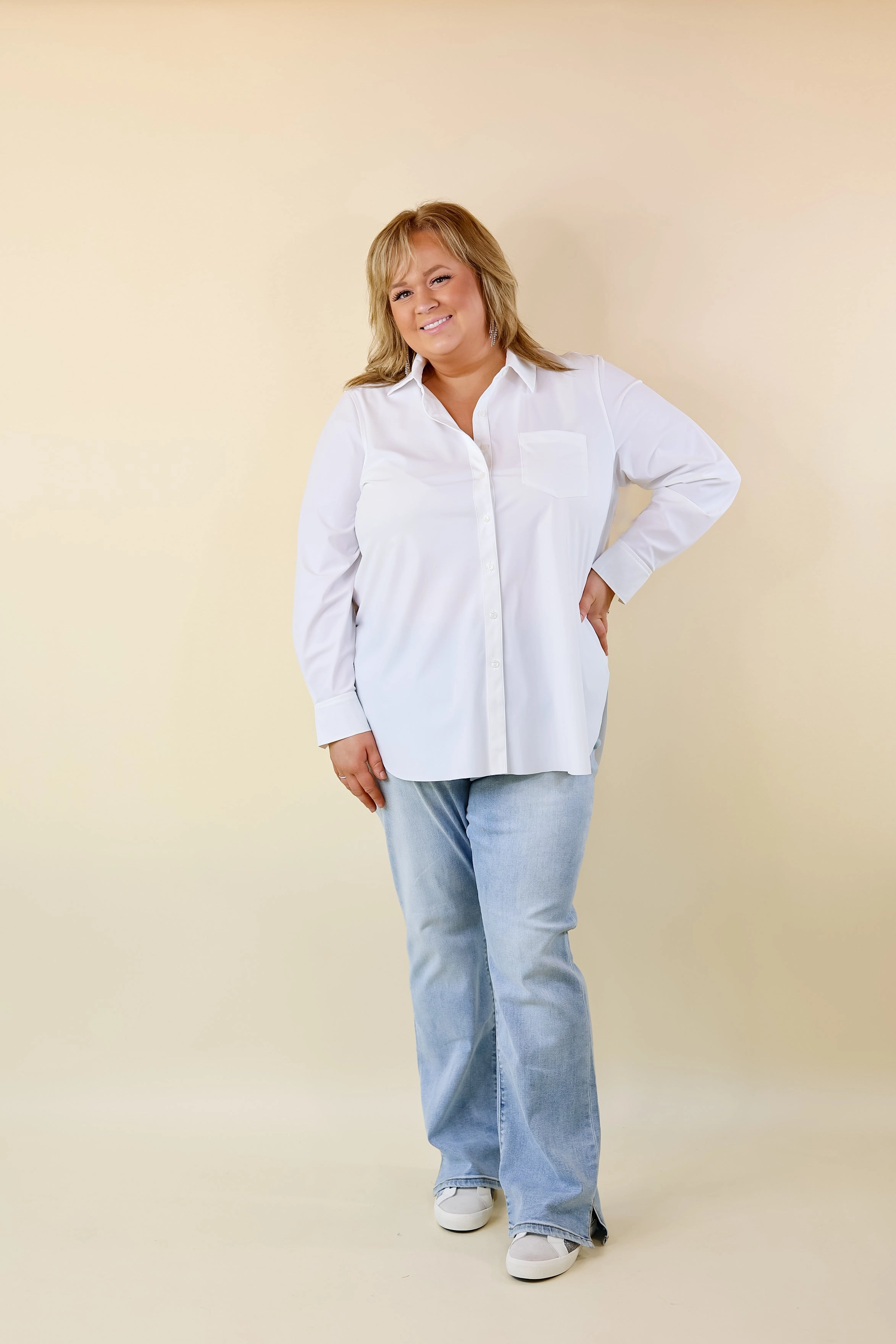 Beach Wear Roll-Up Sleeve Lyss?? | Schiffer Button Down Dress Shirt in White