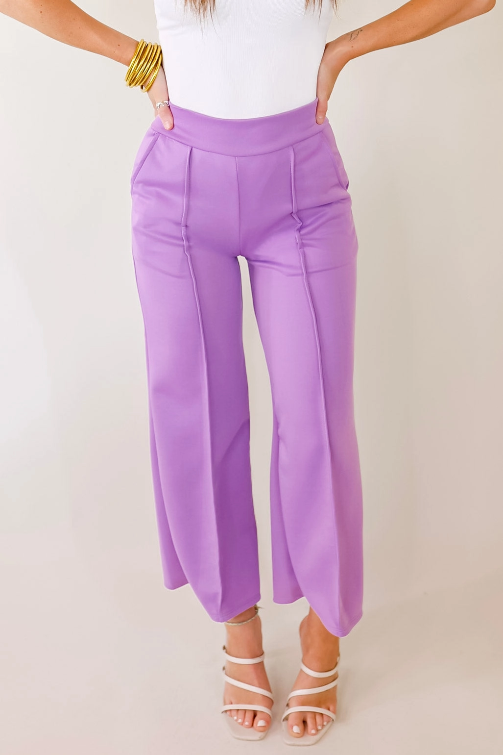 Do A Double Take Front Pleated Pants in Lavender Purple Walk Mood WindResistantWeave