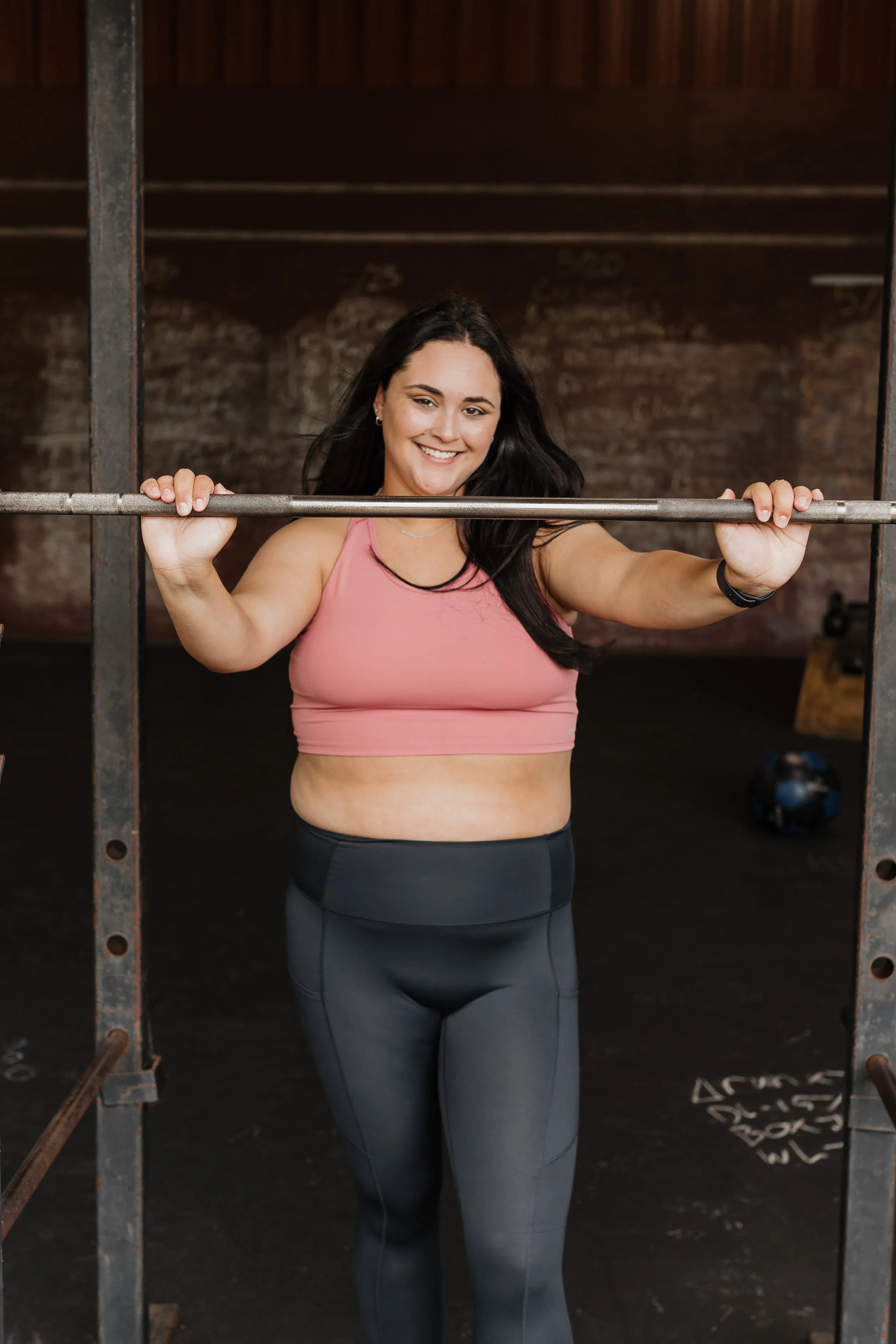 Contoured Armhole Design CrossFit Cutie Racer Back Tank Top Sports Bra in Mauve Pink