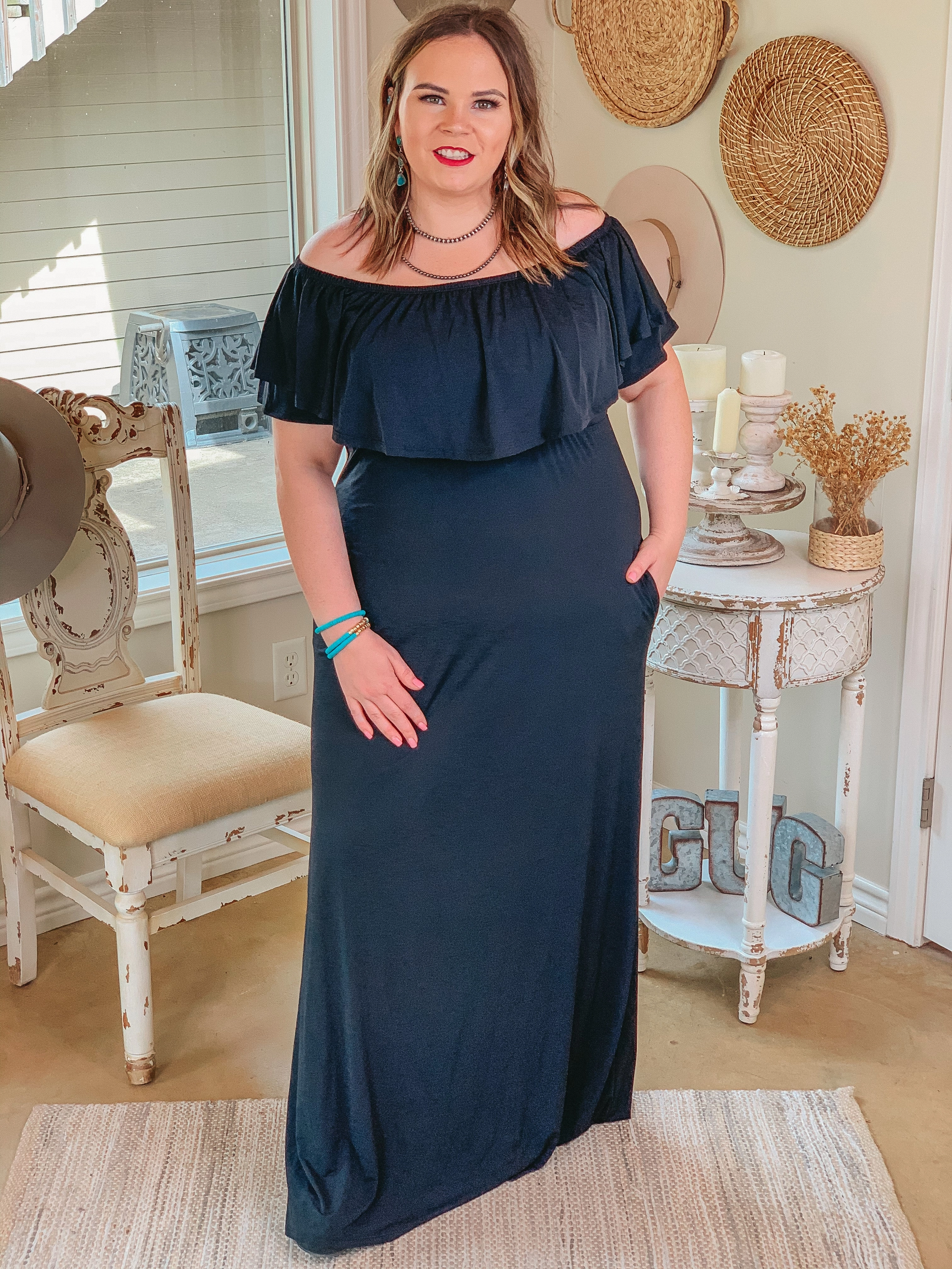 Lift Mode For Forever Bulgari Ruffled Maxi Dress in Black