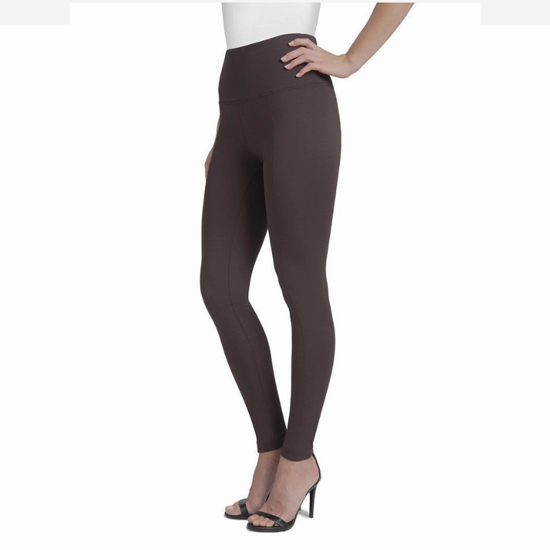 Fashion Design Lysse | Premium Center Seam Ponte Ankle Length Leggings ESPRESSO
