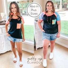 QuickAccessPockets Cozy Sweatshirt Last Chance Size Small | Sunshine in My Pocket Tie Dye Sleeve and Pocket Tee in Black