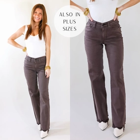 Urban Pulse Last Chance Size 0 & 22W | Judy Blue | New Attention 90's Destroy Hem Straight Leg Jeans in Dark Brown
