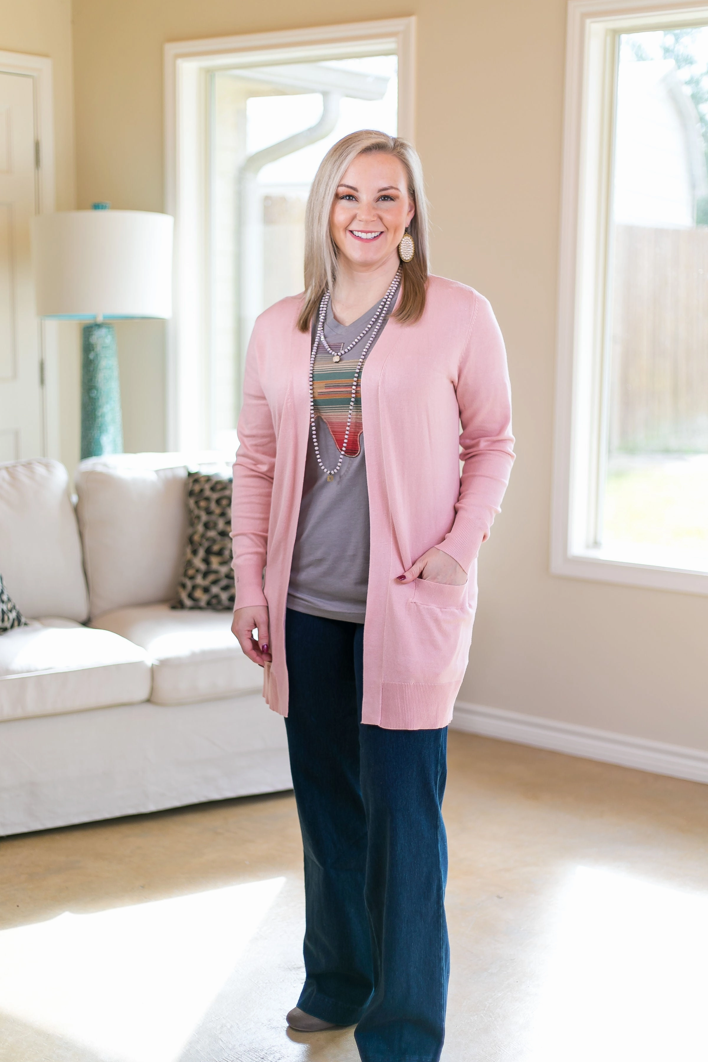 Last Chance Size 2XL | Blame It On Texas Serape V Neck Tee Shirt in Grey Stretch Technology Classic Polo