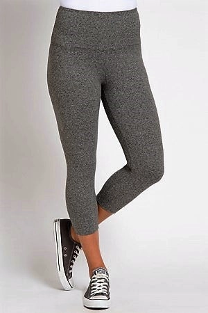 Last Chance Size XS | Lysse Premium Control Capri Length Leggings SALT and PEPPER FlexibleJointConstruction Wind Ease