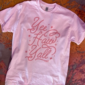 Light Flow Online Exclusive | Yee Haw Yall Rope Writing Graphic Tee in Pink