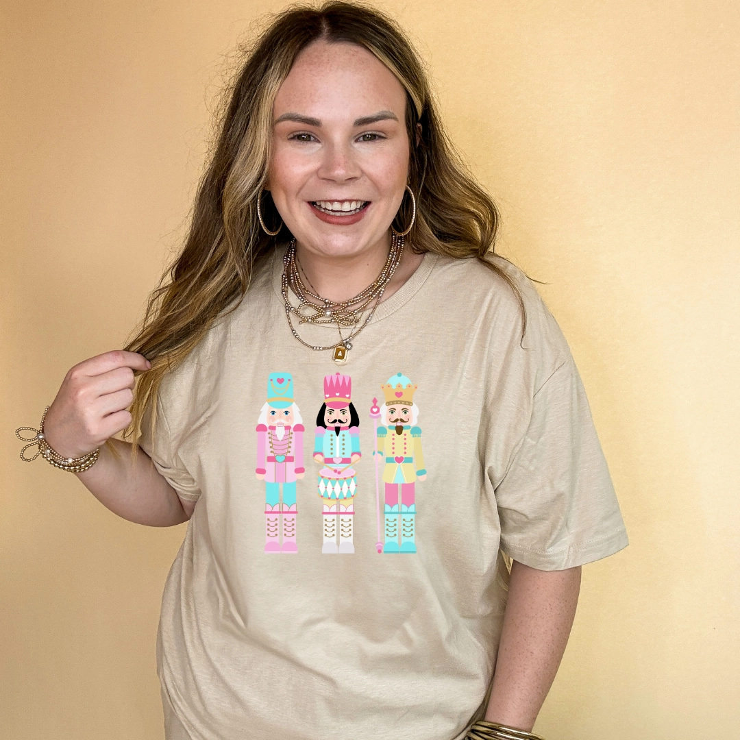 Bold and Comfortable Online Exclusive | Pastel Nutcrackers Graphic Tee in Multiple Color Options